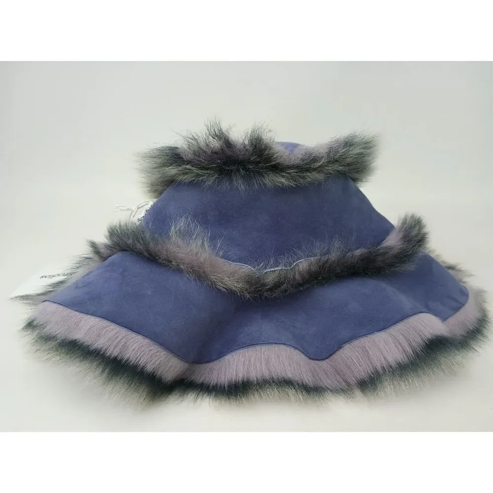 Acne Studios Lilac Purple Fur Shearling Bucket Hat Size S/M - Picture 2 of 9